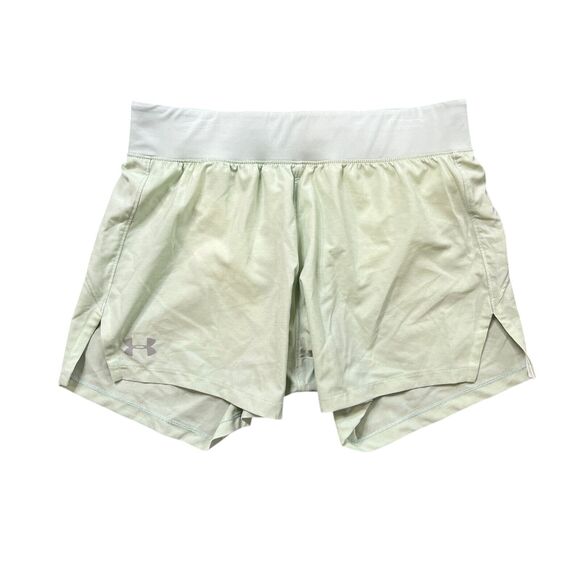 Under Armour Shorts Womens S Small Light Green Launch SW Go Long Heatgear Fitted - Picture 1 of 11